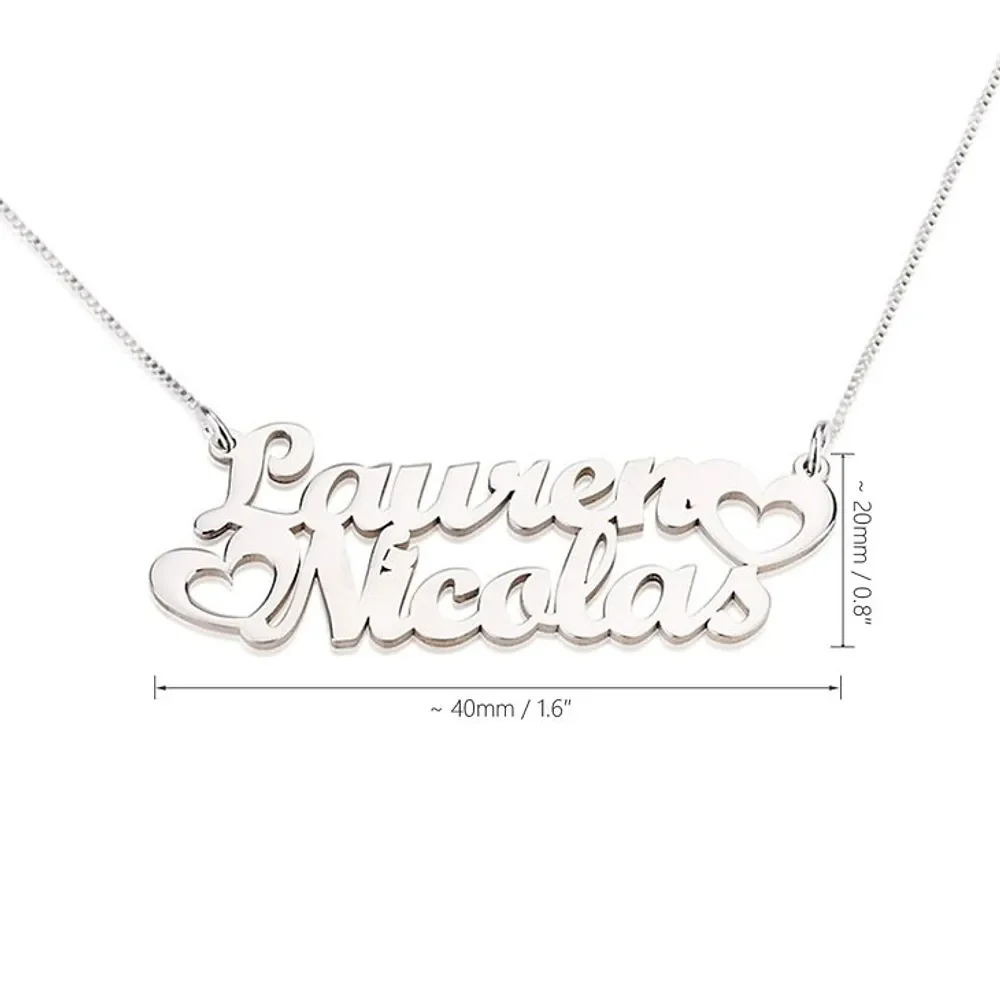 Gold & Silver Personalized Two Name with Heart Necklace - FKJNKLU6174 - Image 7