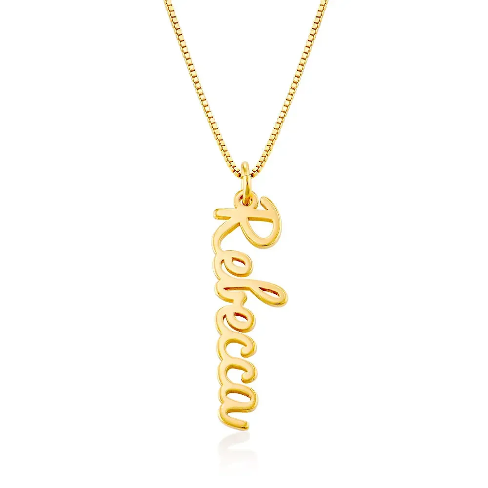 Gold & Silver Personalized Vertical Name Necklace - FKJNKLU6180 - Image 2