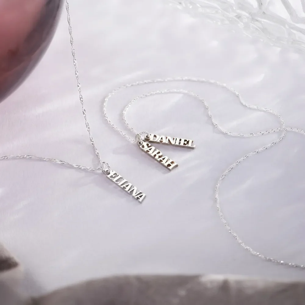 Gold & Silver Personalized Vertical Name Necklace - FKJNKLU6180 - Image 6
