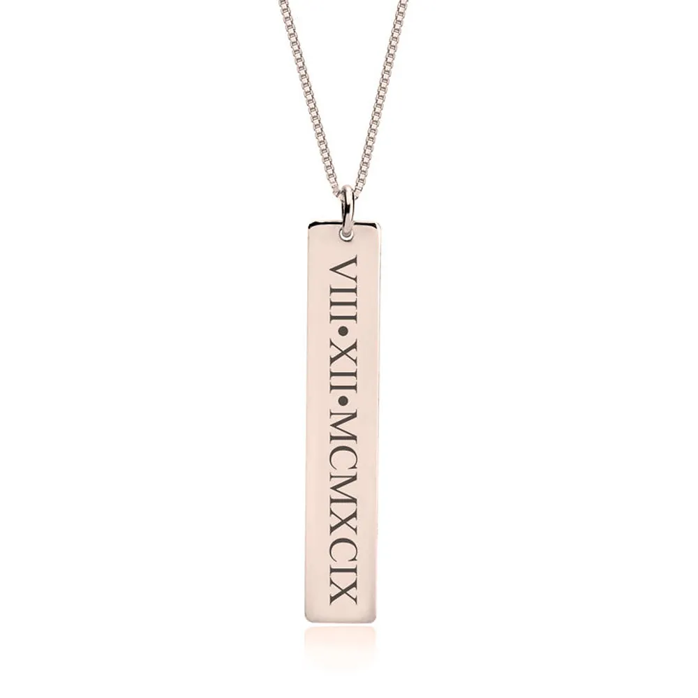 Gold & Silver Personalized Vertical Roman Numeral Necklace - FKJNKLU6186 - Image 3