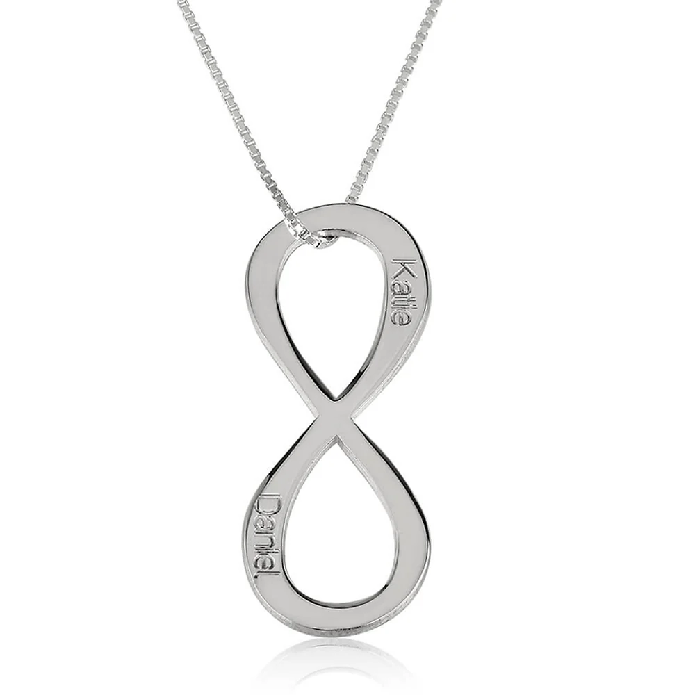 Gold & Silver Personalized Vertical Two Names Infinity Necklace - FKJNKLU6168 - Image 4