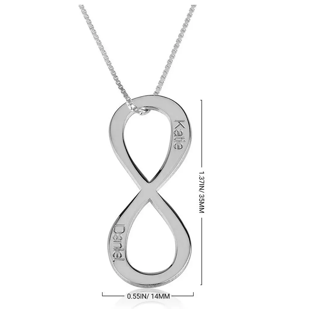 Gold & Silver Personalized Vertical Two Names Infinity Necklace - FKJNKLU6168 - Image 5