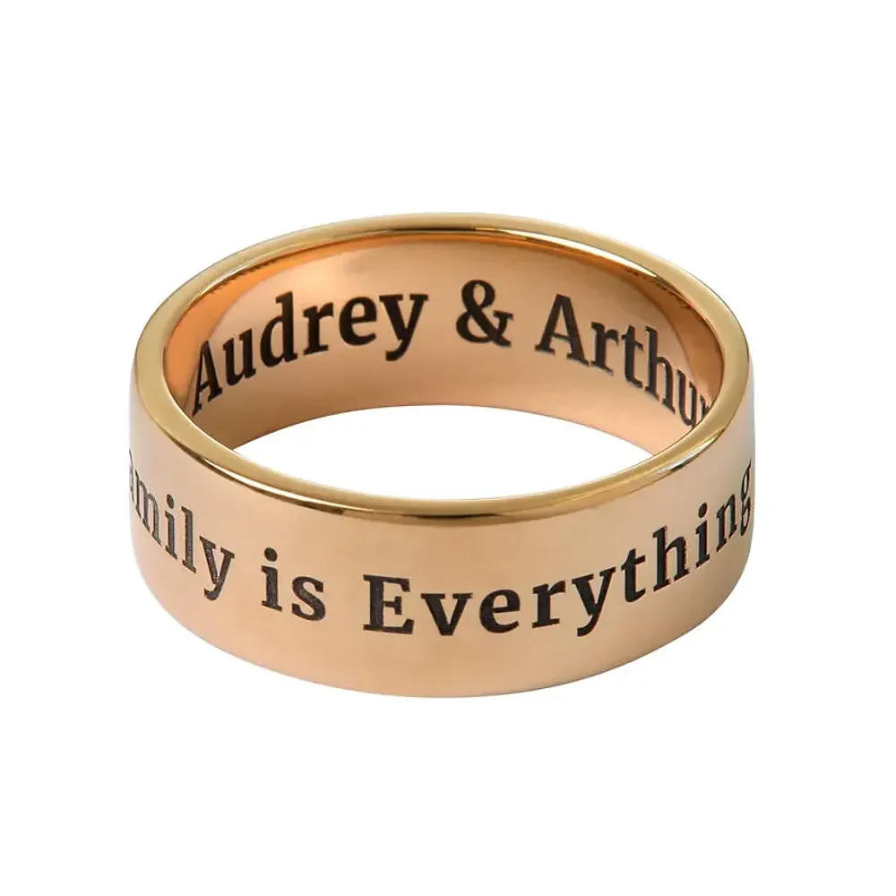 Gold & Silver Personalized Wide Engraved Band Ring - FKJRNU6228 - Image 10