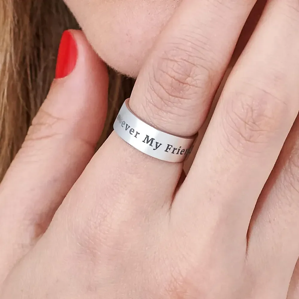 Gold & Silver Personalized Wide Engraved Band Ring - FKJRNU6228 - Image 2