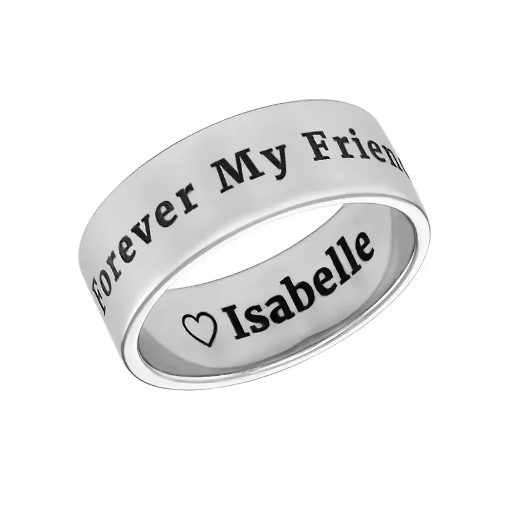 Gold & Silver Personalized Wide Engraved Band Ring - FKJRNU6228 - Image 3