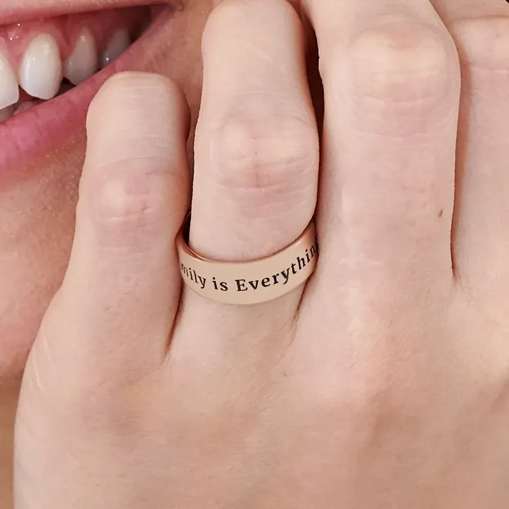 Gold & Silver Personalized Wide Engraved Band Ring - FKJRNU6228 - Image 9