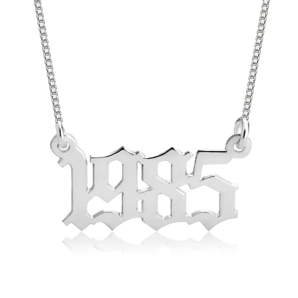 Gold & Silver Personalized Year Name Necklace - FKJNKLU6165 - Image 2
