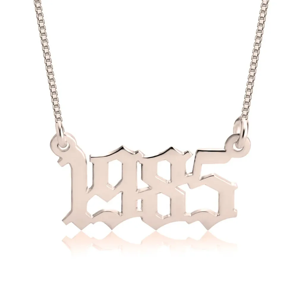 Gold & Silver Personalized Year Name Necklace - FKJNKLU6165 - Image 4
