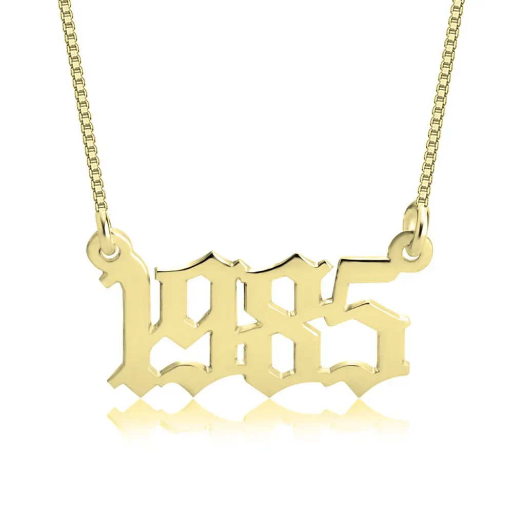 Gold & Silver Personalized Year Name Necklace - FKJNKLU6165 - Image 5