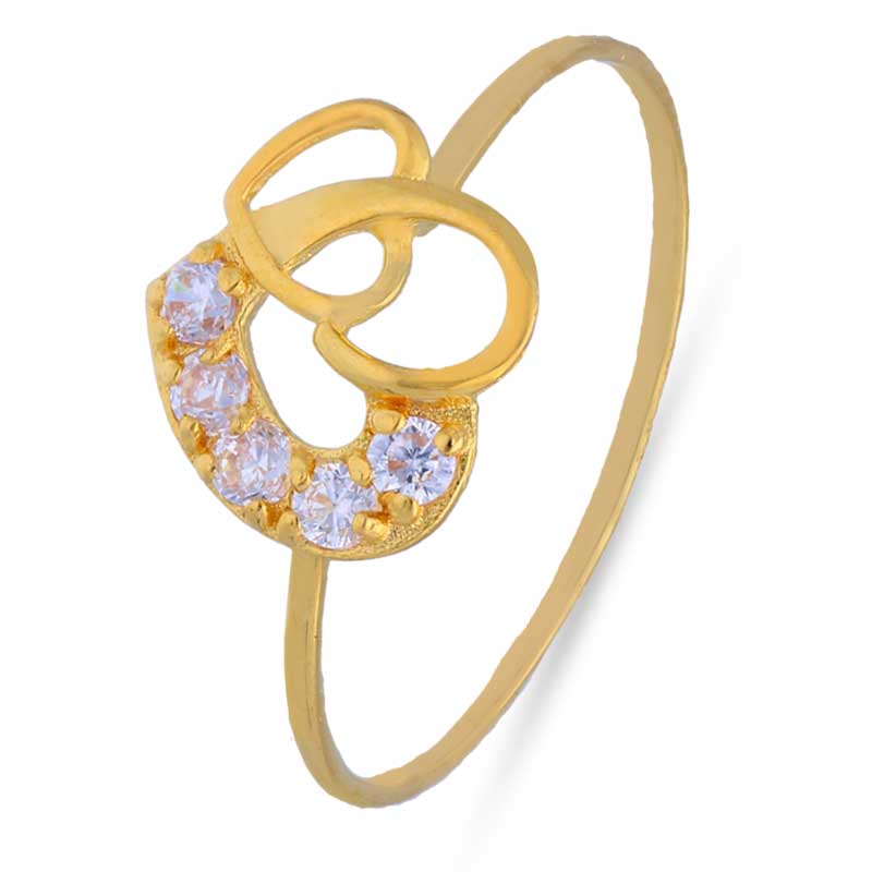 Gold Solitaire in Twisted Twin Hearts Shaped Ring 18KT - FKJRN18KU2006 - Image 2