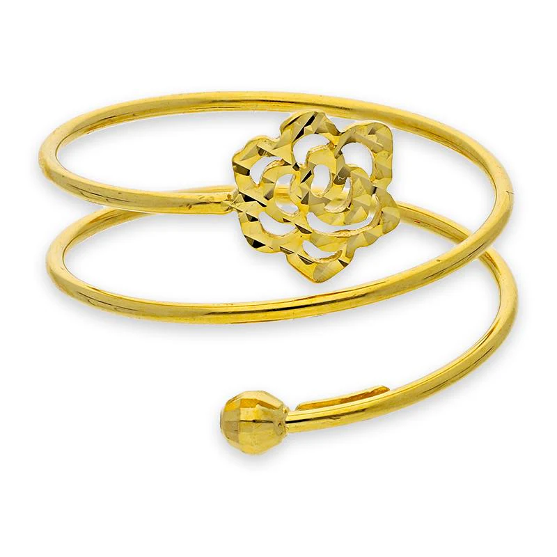 Gold Spiral Ring with Flower 18KT - FKJRN18K2891 - Image 2