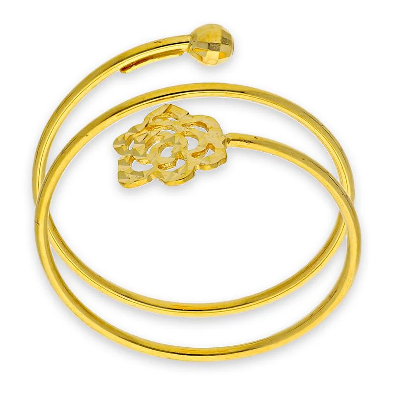 Gold Spiral Ring with Flower 18KT - FKJRN18K2891 - Image 3