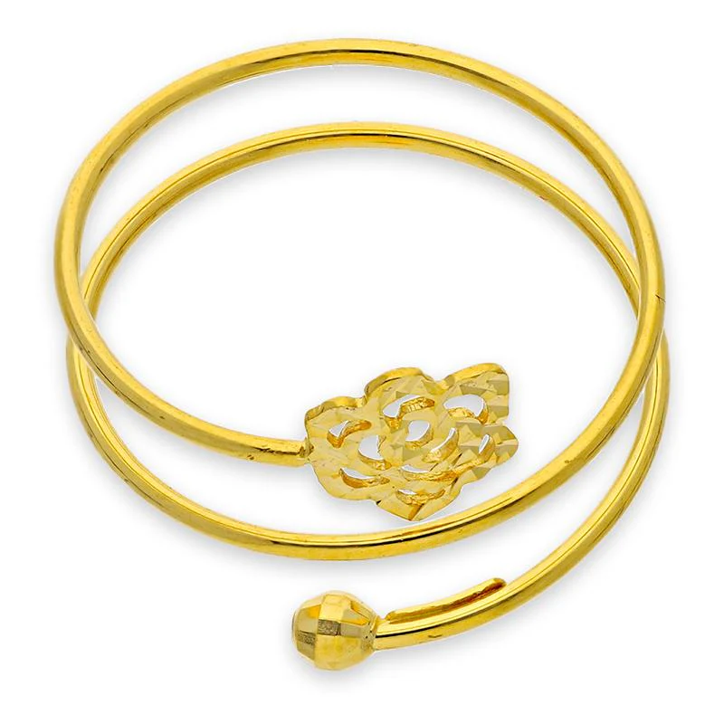 Gold Spiral Ring with Flower 18KT - FKJRN18K2891 - Image 4