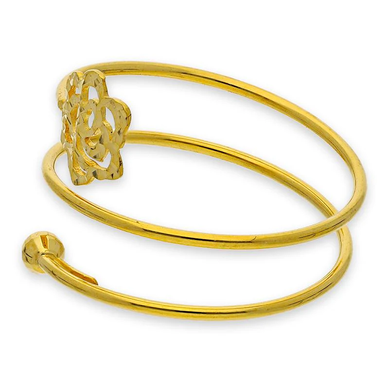 Gold Spiral Ring with Flower 18KT - FKJRN18K2891 - Image 5