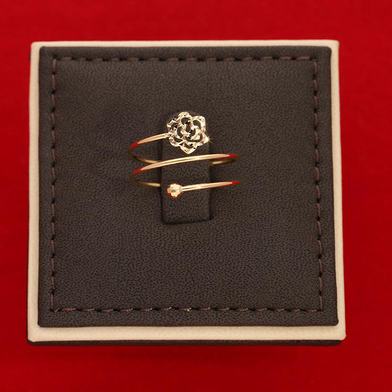 Gold Spiral Ring with Flower 18KT - FKJRN18K2891 - Image 7