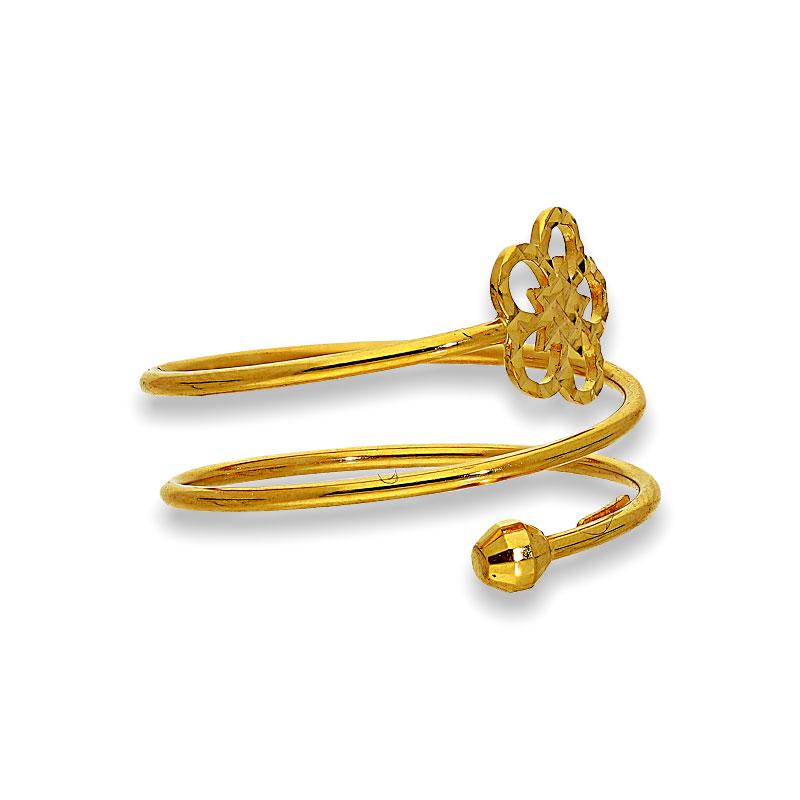 Gold Spiral Ring with Flower in 18KT - FKJRN18K2172 - Image 2