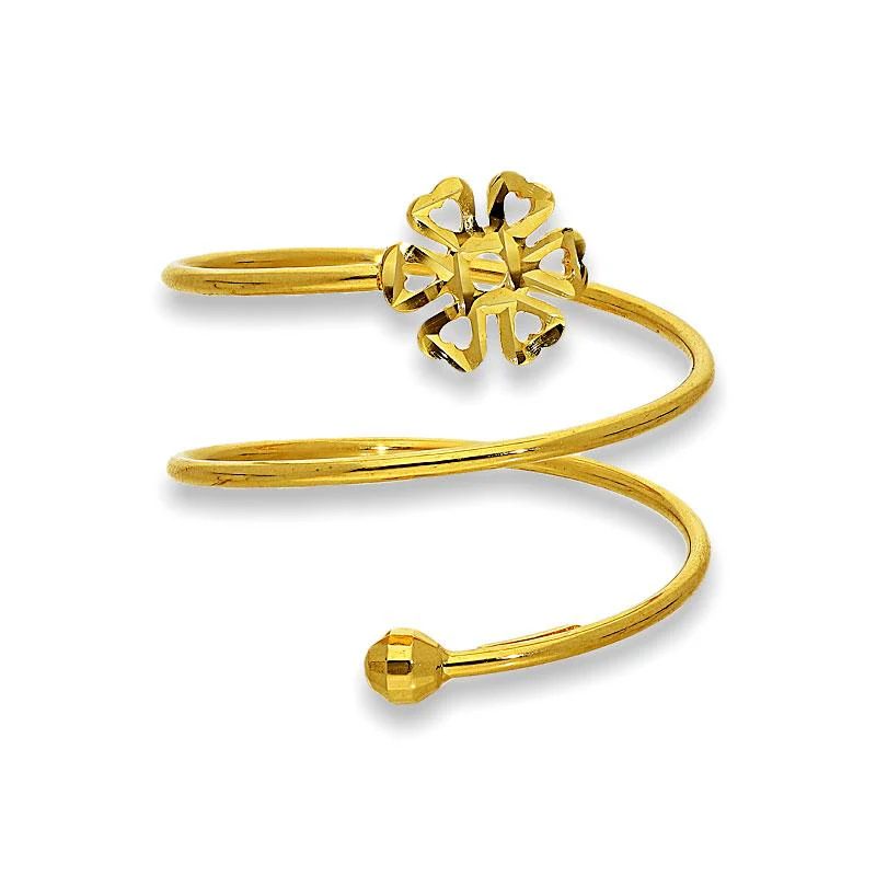 Gold Spiral Ring with Flower in 18KT - FKJRN18K2173 - Image 2