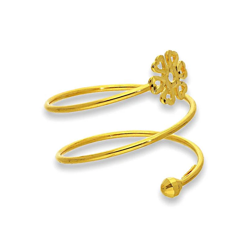 Gold Spiral Ring with Flower in 18KT - FKJRN18K2173 - Image 3