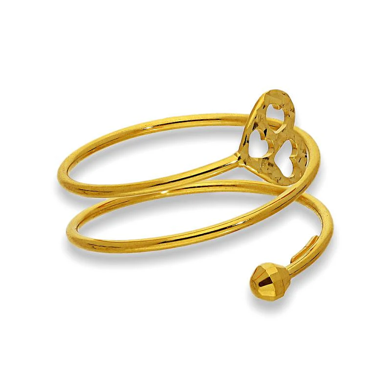 Gold Spiral Ring with Heart in 18KT - FKJRN18K2174 - Image 2