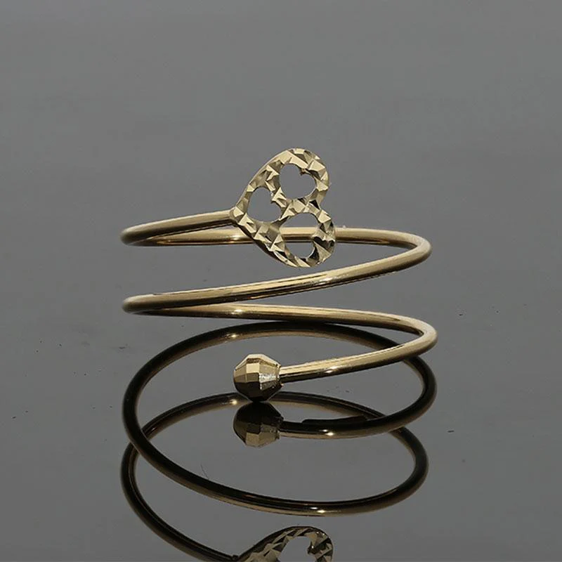 Gold Spiral Ring with Heart in 18KT - FKJRN18K2174 - Image 3