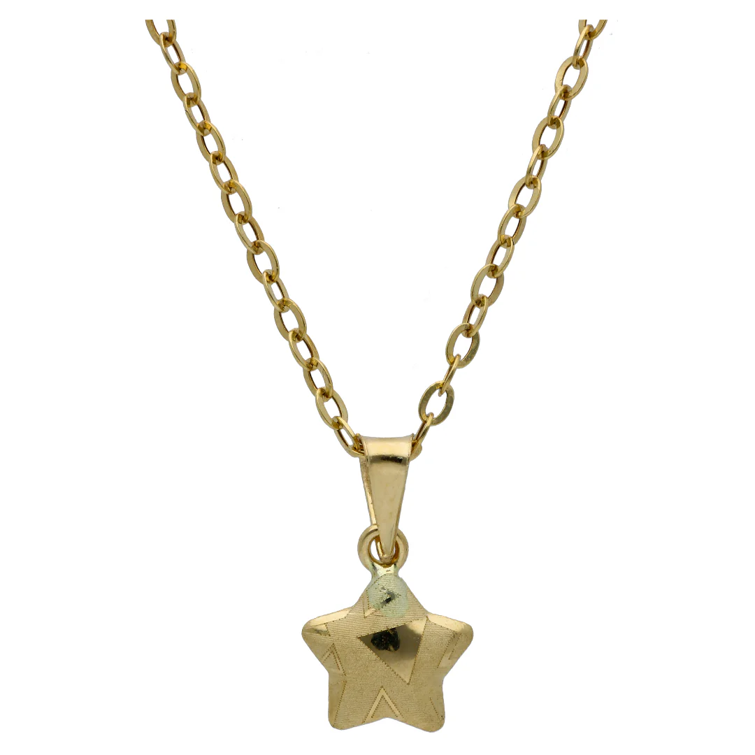 Gold Star Shaped Pendant Set 18KT - FKJNKLST18KU6482 - Image 2