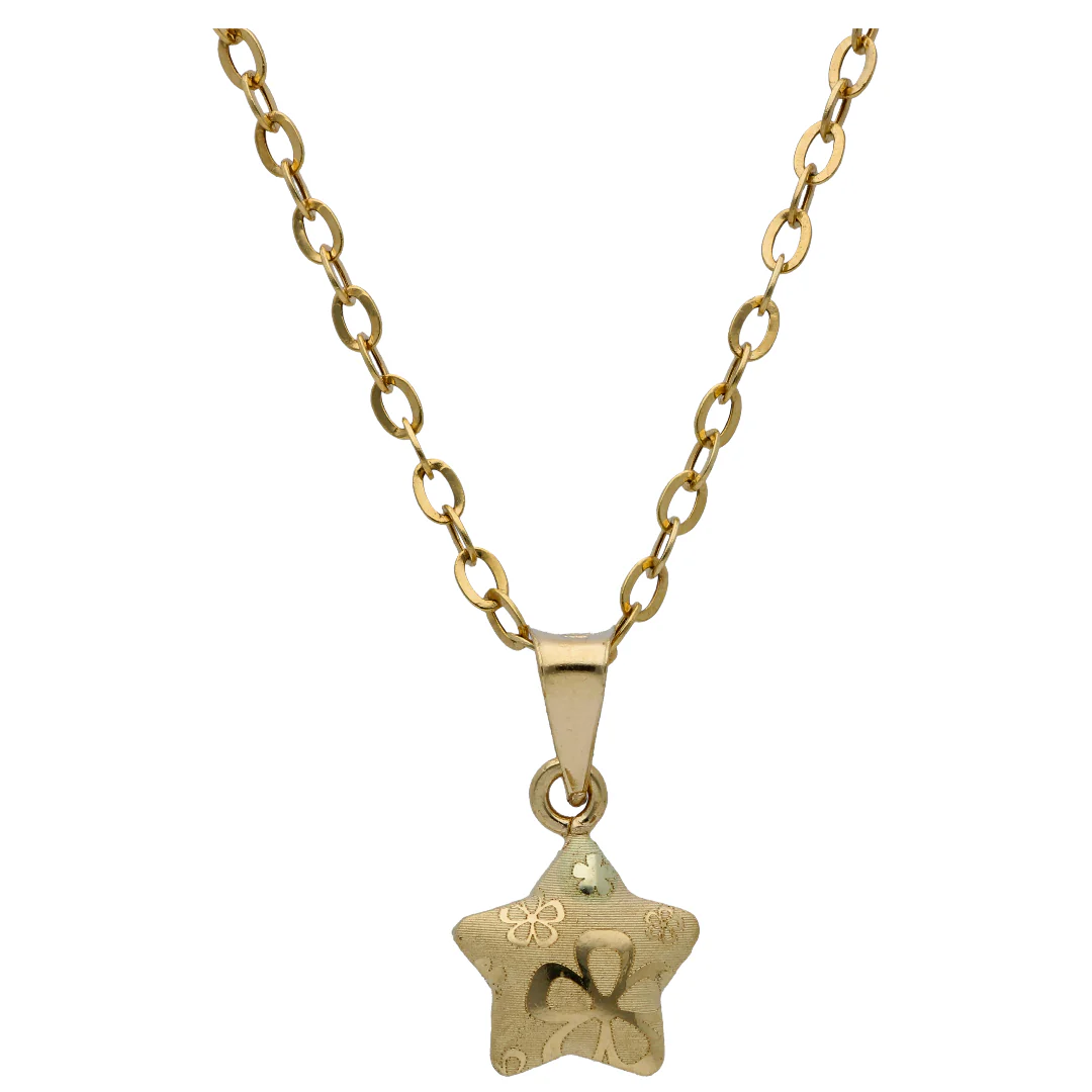 Gold Star Shaped Pendant Set 18KT - FKJNKLST18KU6486 - Image 2