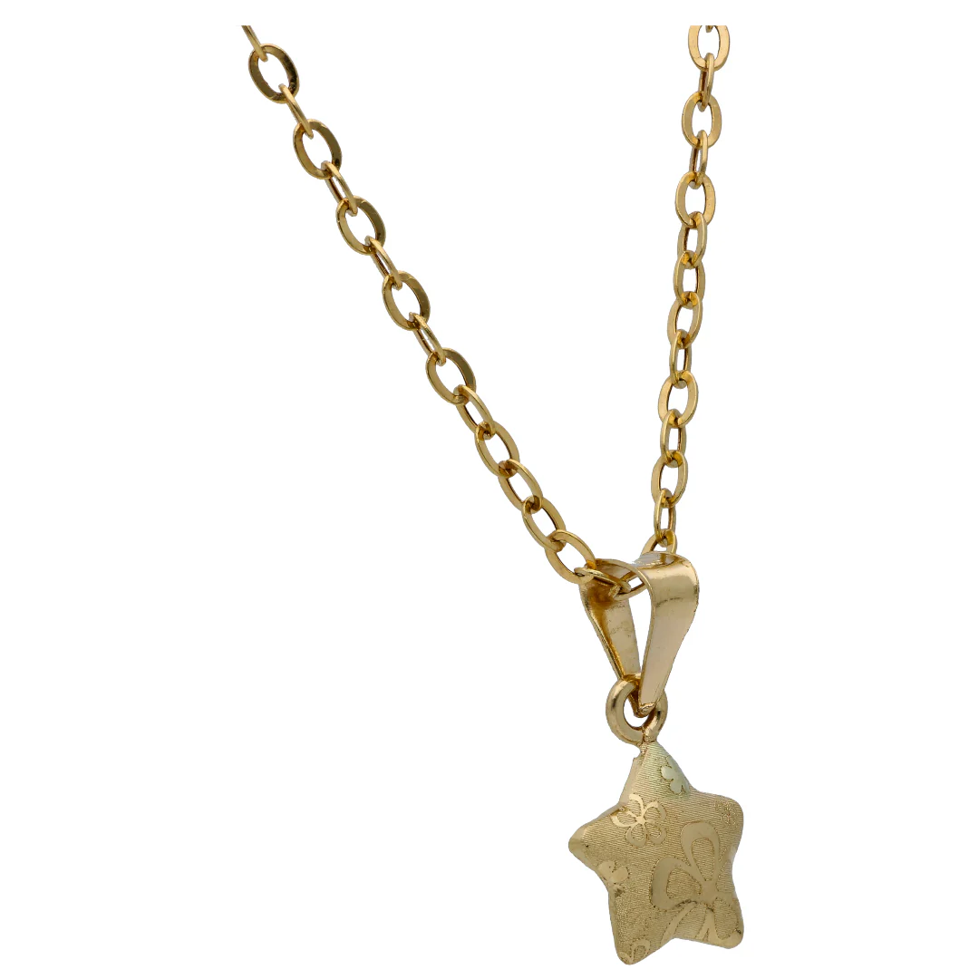 Gold Star Shaped Pendant Set 18KT - FKJNKLST18KU6486 - Image 3