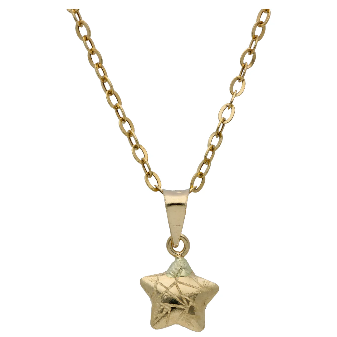 Gold Star Shaped Pendant Set 18KT - FKJNKLST18KU6519 - Image 2