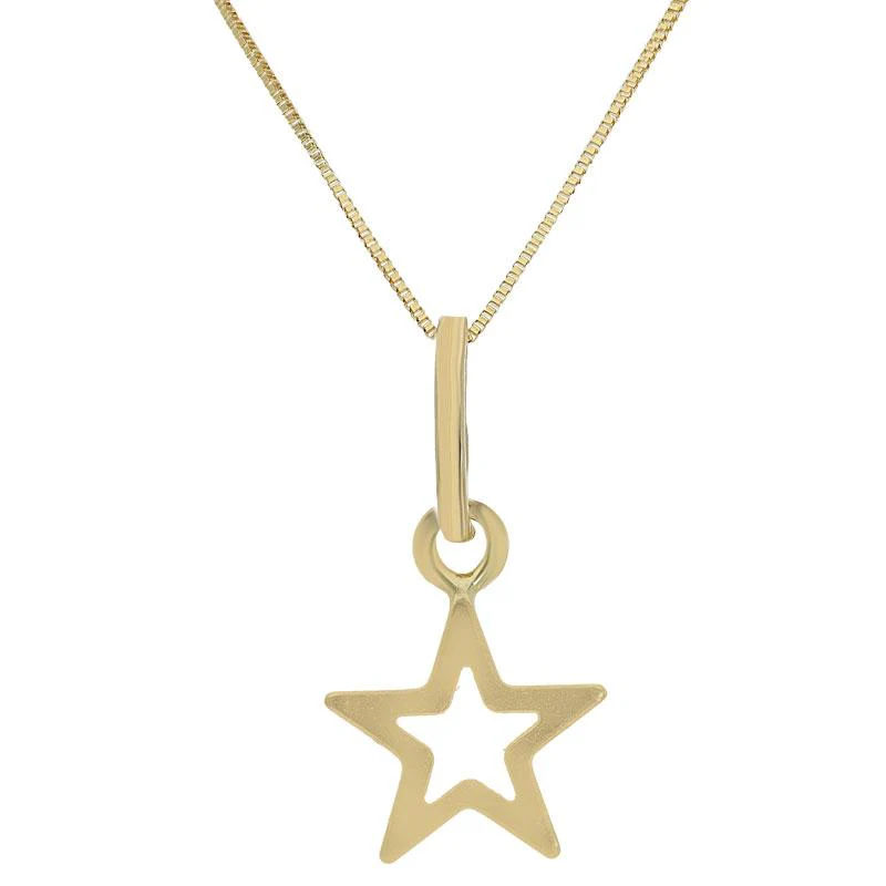 Gold Star Shaped Pendant Set (Necklace and Earrings) 18KT - FKJNKLST18K2093 - Image 2