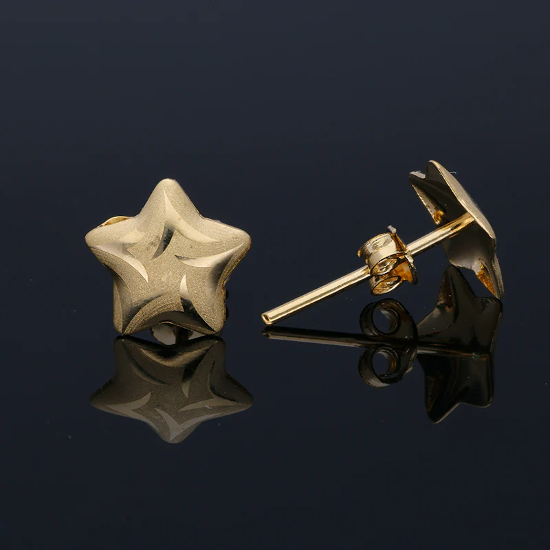 Gold Star Shaped Stud Earrings 18KT - FKJERN18KU3007 - Image 2