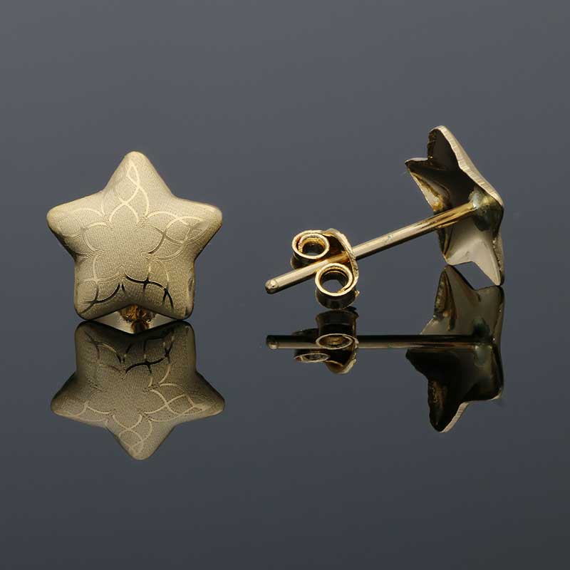 Gold Star Shaped Stud Earrings 18KT - FKJERN18KU3027 - Image 3