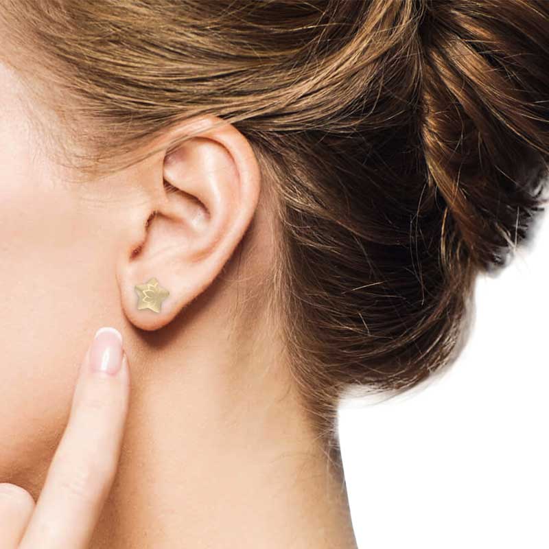 Gold Star Shaped Stud Earrings 18KT - FKJERN18KU3030 - Image 2