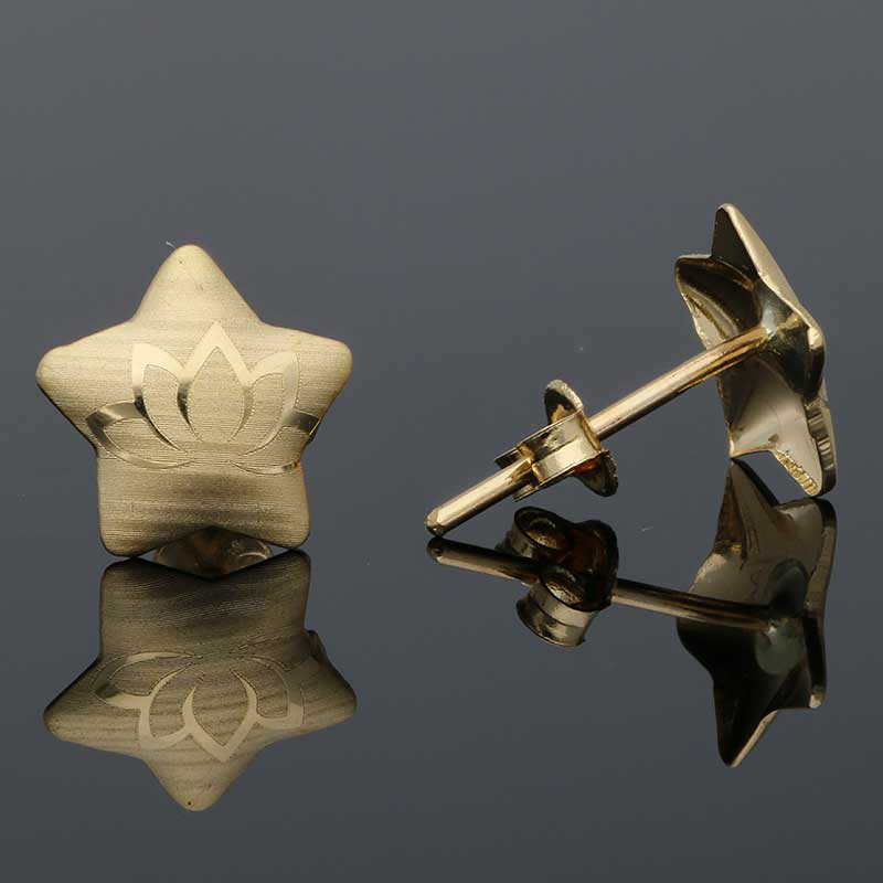 Gold Star Shaped Stud Earrings 18KT - FKJERN18KU3030 - Image 3