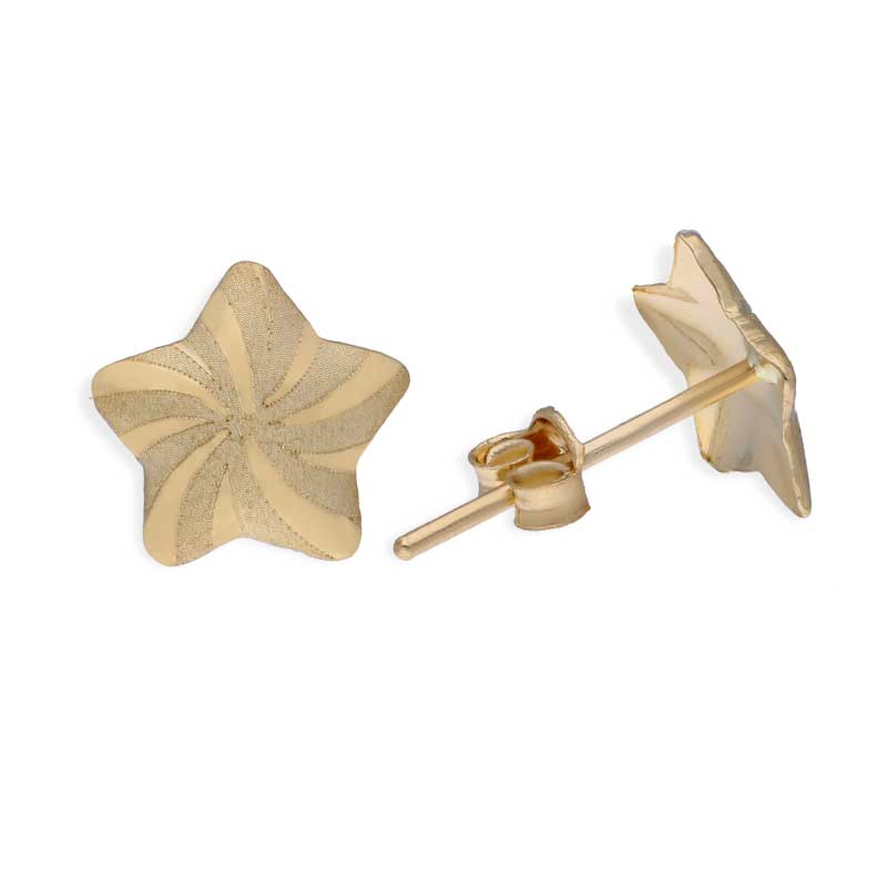 Gold Star Shaped Stud Earrings 18KT - FKJERN18KU3031