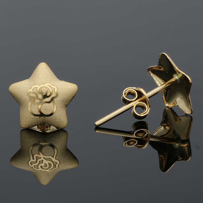 Gold Star Shaped Stud Earrings 18KT - FKJERN18KU3032 - Image 3
