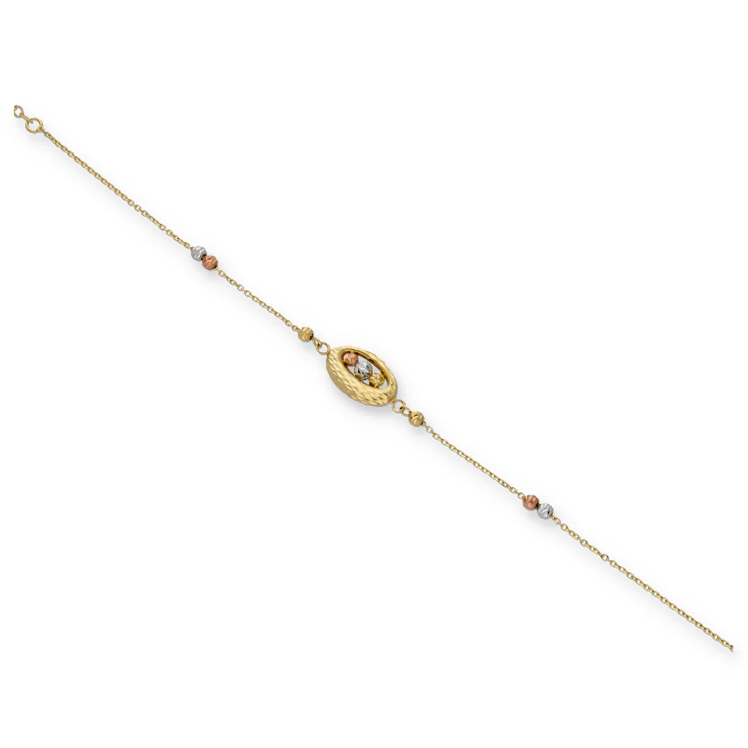 Gold Textured Beads Bracelet 18KT - FKJBRL18KU6121 - Image 2