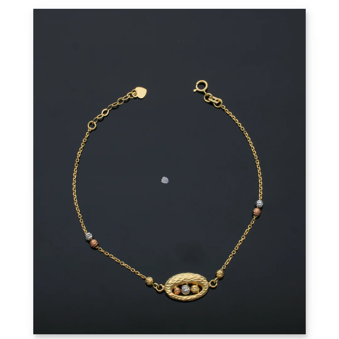 Gold Textured Beads Bracelet 18KT - FKJBRL18KU6121 - Image 3
