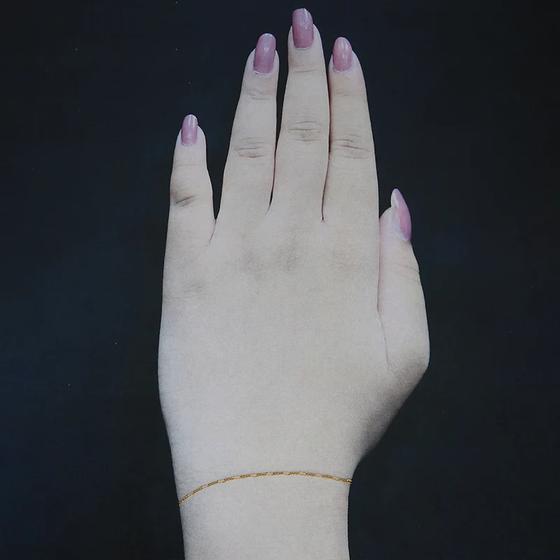 Gold Thin Figaro Chain Bracelet 18KT - FKJBRL18K2418 - Image 5