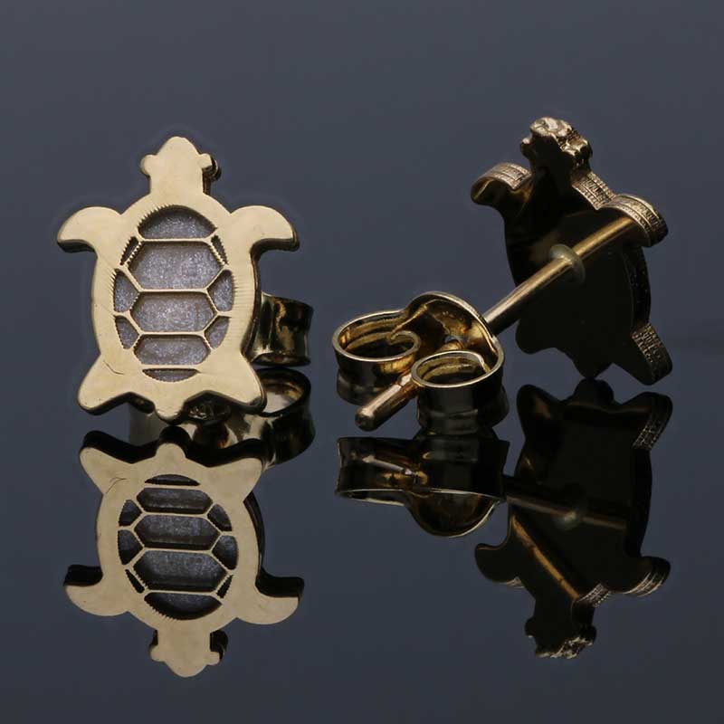 Gold Tortoise Stud Earrings 18KT - FKJERN18KU3073 - Image 3