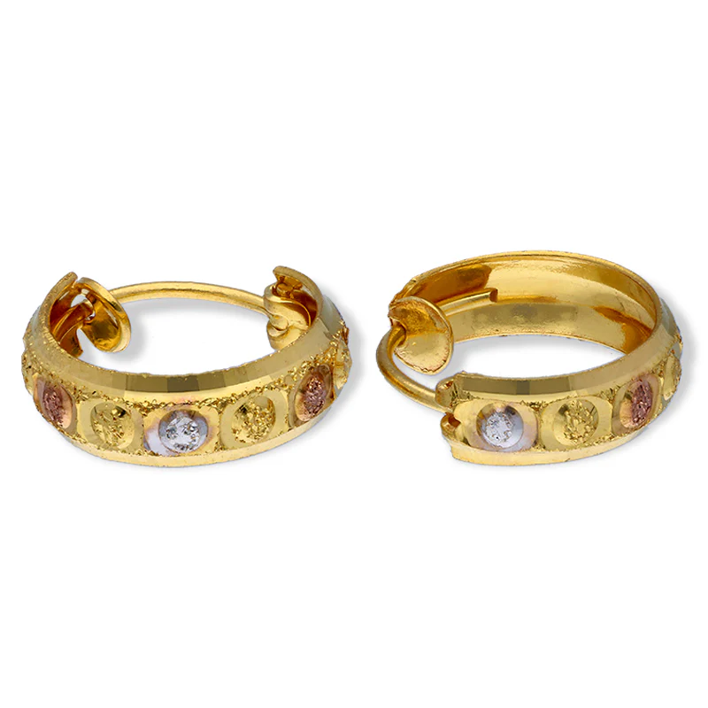 Gold Tri Tone Clip on Hoop Earrings 21KT - FKJERN21KU3162