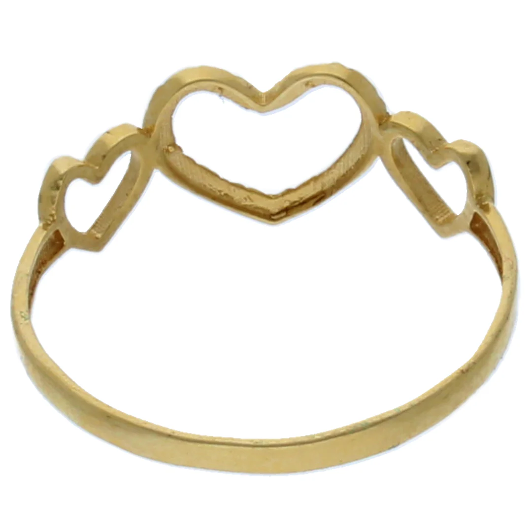 Gold Triple Heart Shaped Ring 18KT - FKJRN18KU6381 - Image 2