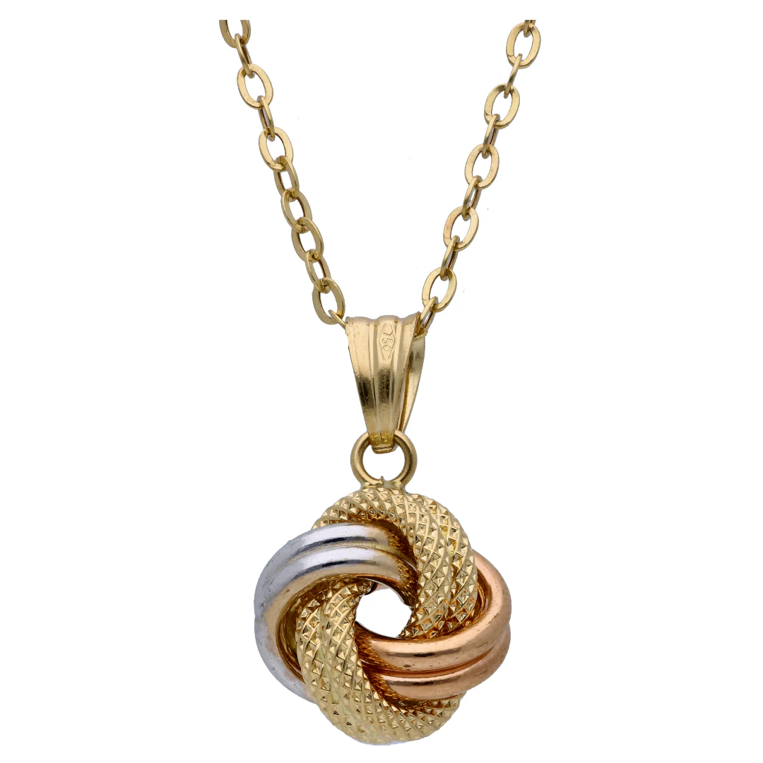 Gold Triple Tone Knot Shaped Pendant Sets 18KT - FKJNKLST18KU6475 - Image 2