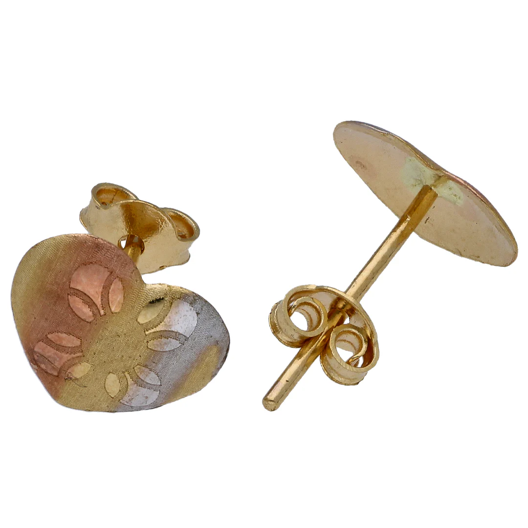 Gold Triple Toned Heart Shaped Pendant Set 18KT - FKJNKLST18KU6488 - Image 4