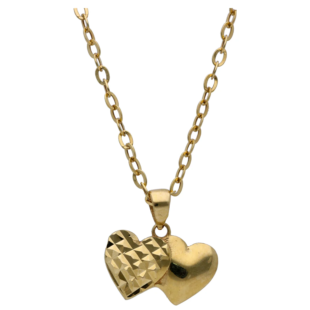 Gold Twin Heart Shaped Pendant Set 18KT - FKJNKLST18KU6470 - Image 2