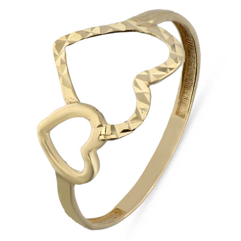Gold Twin Heart Shaped Ring 18KT - FKJRN18KU2027 - Image 2