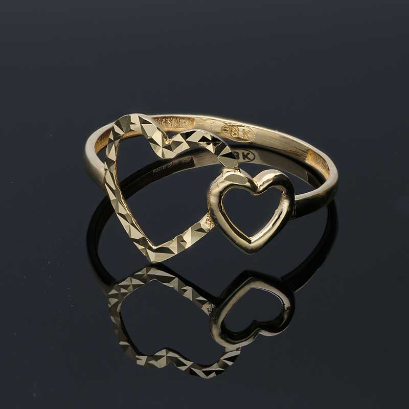 Gold Twin Heart Shaped Ring 18KT - FKJRN18KU2027 - Image 7
