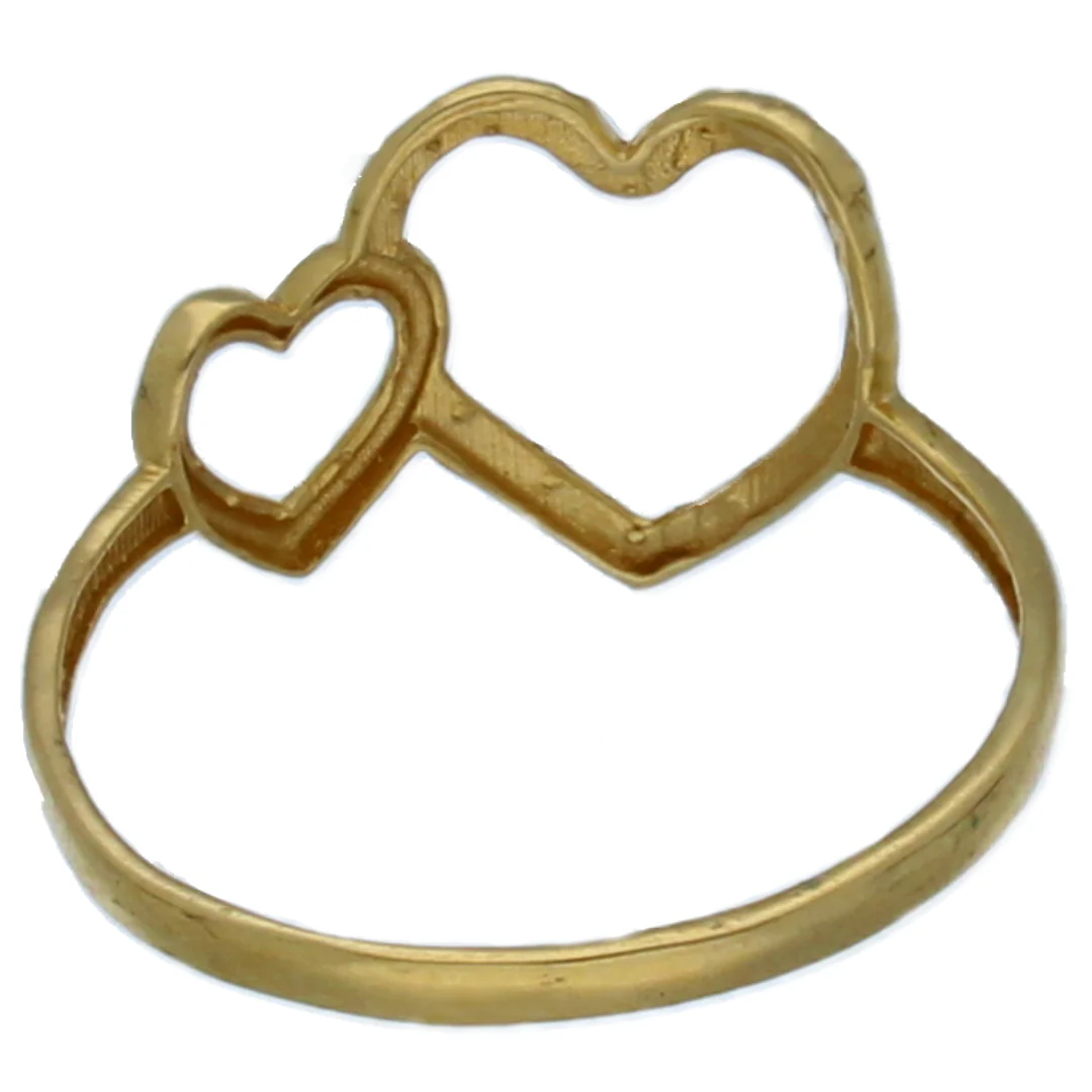 Gold Twin Heart Shaped Ring 18KT - FKJRN18KU6375 - Image 2