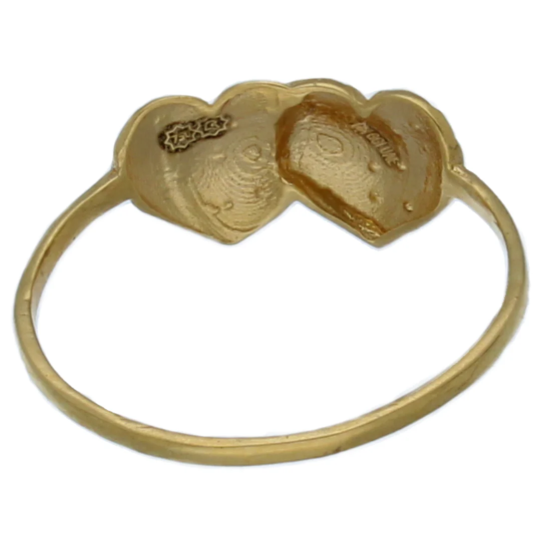 Gold Twin Heart Shaped Ring 18KT - FKJRN18KU6377 - Image 2