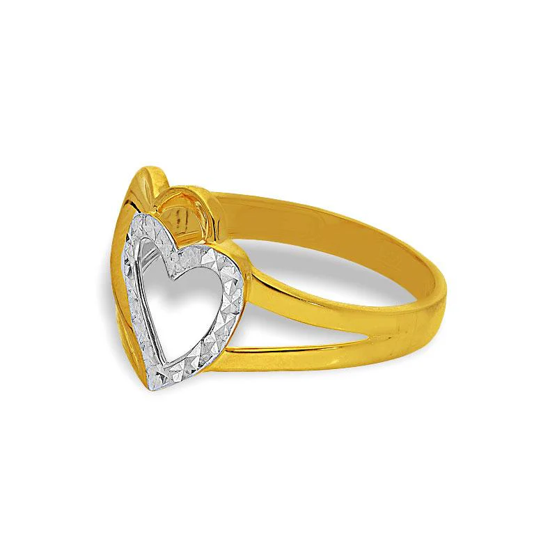 Gold Twin Hearts Ring in 18KT - FKJRN18K2171 - Image 2
