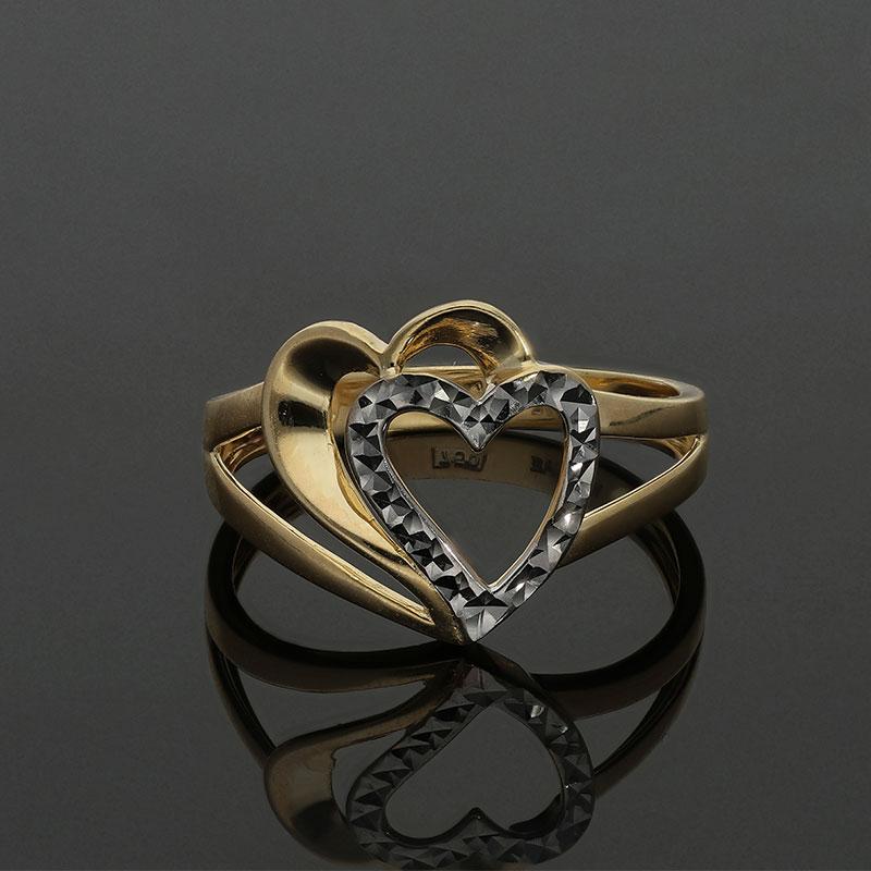 Gold Twin Hearts Ring in 18KT - FKJRN18K2171 - Image 3